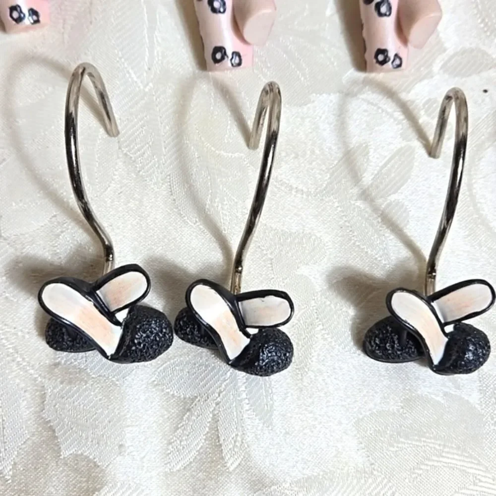 Chic Fashion Lipstick Shoes And Purse Shower Curtain Hangers